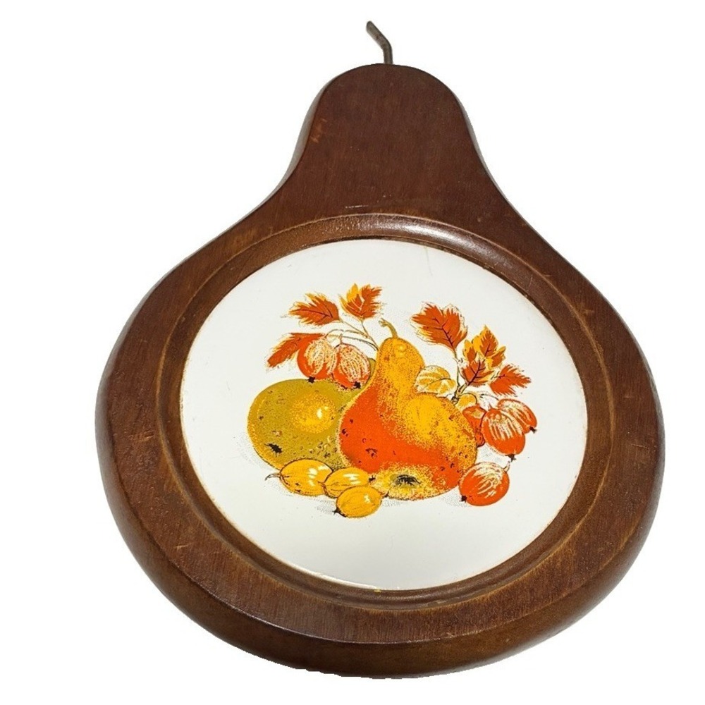 Vintage New Trends Pear Shaped Serving‎ Wood Charcuterie Board  Hanging Trivet